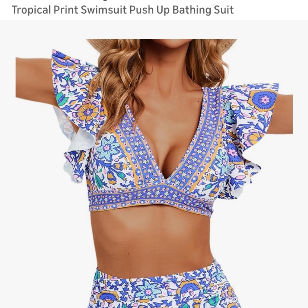 Boho Floral Ruffle Bikini Set - Picture 10 of 10